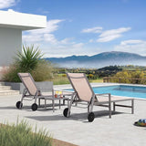PURPLE LEAF Outdoor Chaise Lounge Set for 2 Aluminum Patio Chaise Lounger Chair with Armrest and Wheels Adjustable Pool - Photo 2