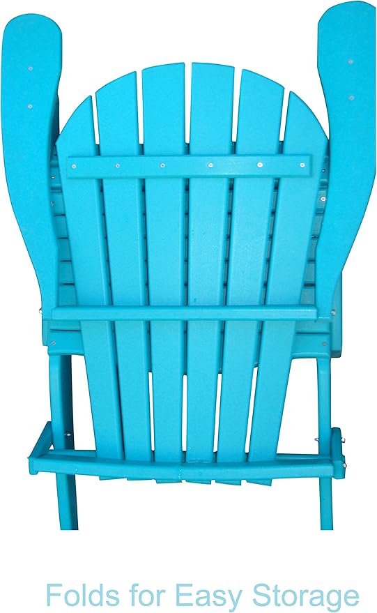Phat Tommy Foldable Adirondack Chair - Poly Adirondack Chair Folding - HDPE, Heavy Duty, Recycled Plastic - All Weather Outdoor Furniture for Your Deck, Front Porch, or Patio, Teal
