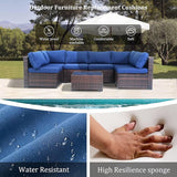 7 Piece Rattan Outdoor Patio Furniture Set, Weather-Resistant Outdoor Conversation Furniture with Ottoman - Photo 2