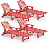 Lounge Chair Outdoor Set of 4 with Wheels, Adjustable 5-Position Chaise Lounge Outdoor - Photo 1