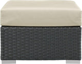 Modway EEI-1855-CHC-BEI Sojourn Wicker Rattan Outdoor Patio Coffee Table, Ottoman, Canvas Antique Beige - Photo 5
