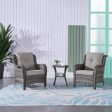Rilyson Patio Bistro Set Wicker Chairs - 3 Piece Outdoor Rattan Conversation Set with 2 Armrest Chair and 1 Side Table - Photo 6