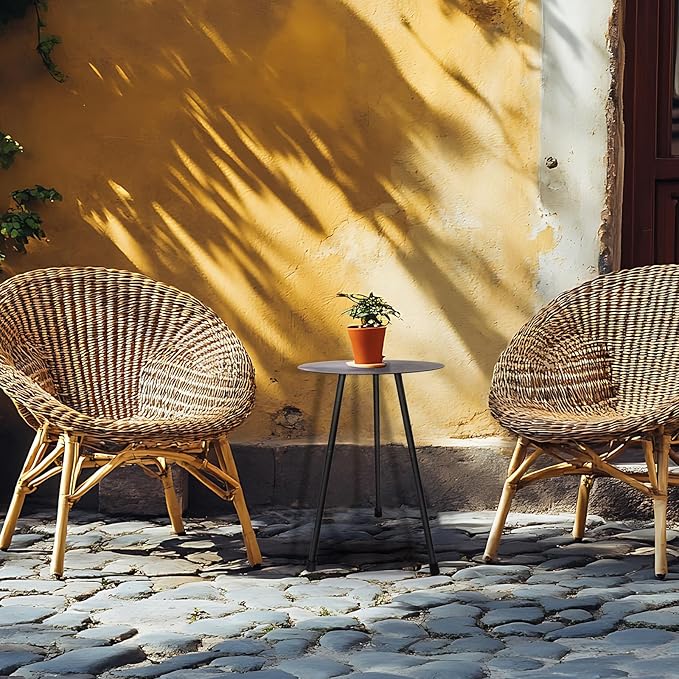 12.2" Small Round Outdoor Side Table - Adjustable Height (11.4" & 18.1") Sturdy Metal End Table - Photo 7