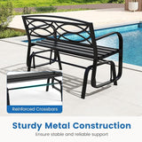 Tangkula 2-Person Outdoor Glider Bench, Patio Rocking Loveseat Chair with Metal Frame, Armrests - Photo 7