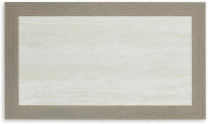 Signature Design by Ashley Kimpton Isle Contemporary Outdoor Fade and Rust Resistant Coffee Table with Stone Tabletop, Light Brown