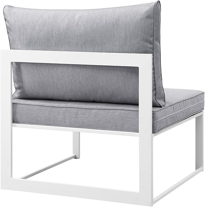 Modway Fortuna Aluminum Outdoor Patio Armless Chair in White Gray - Photo 3