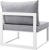 Modway Fortuna Aluminum Outdoor Patio Armless Chair in White Gray - Photo 3