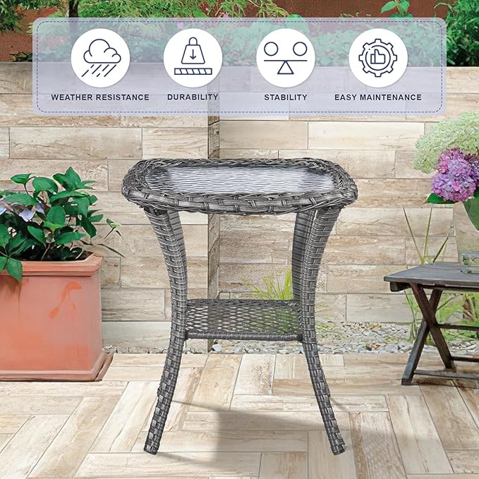Swivel Patio Chairs sofa Set of 6 - 6" Thick Cushion - Wicker Outdoor Swivel Rocker Patio Chair ,Sofa/Glass coffee - Photo 8
