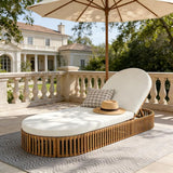 Christopher Knight Home Harl Acacia Wood Chaise Lounge Chair Outdoor with Cushion - Photo 1