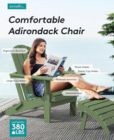 SERWALL Adirondack Chair with Cup Holders - Composite Adirondack Chairs Set of 6 HDPE Outdoor Chairs All Weather Use - Photo 4