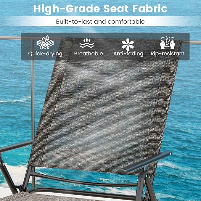 Tangkula Outdoor Lounge Chair, Patio Folding Chaise Recliner with 6-Level Backrest - Photo 8