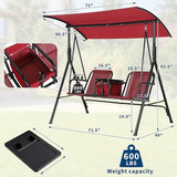 Porch Swing with Cup Holders & Pivot Storage Table & Cooler Bag with Adjustable Canopy for 2 Person Patio Swing for - Photo 6