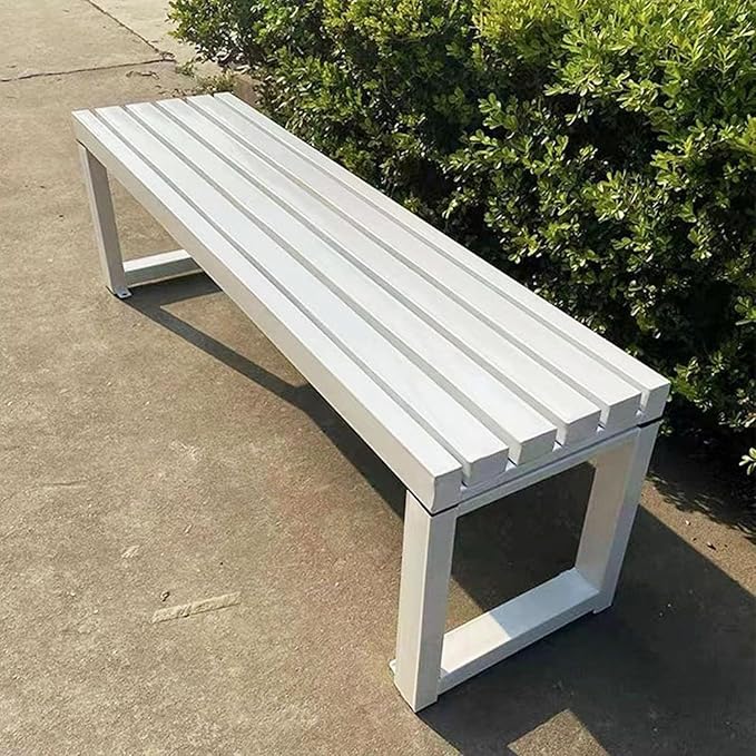 Weatherproof Metal Dining Bench, Outdoor Bench Backless Patio Bench 2-Person Farmhouse Bench Garden Bench for Kitchen - Photo 1