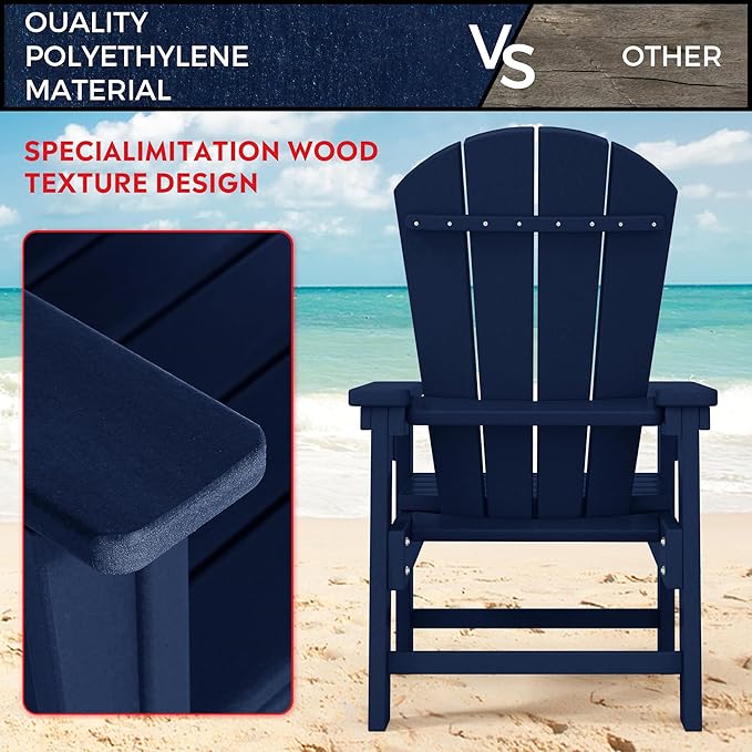 Costaelm Kids Lawn Chair Set of 2, Toddler Outdoor Chair Kids Patio Furniture and Outdoor Children Picnic Activity Baby Adirondack Chairs Set of 2 for Garden, Patio, Backyard & Beach, Navy Blue