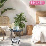 Outdoor Side Table Round Small Mosaic Patio Accent Indoor End Plant Coffee Tea Table for Yard Patio Porch Garden Living - Photo 3
