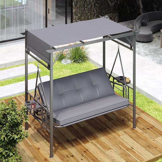 AECOJOY 2-in-1 Convertible Porch Swing Bed 3 Seat - Photo 8