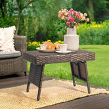 VINGLI Outdoor Folding Rattan Side Table, Portable Wicker End Table for Patio, Garden, Poolside, and Indoor Use - Photo 8