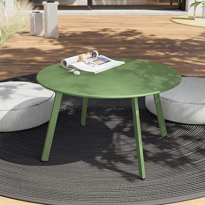 Grand patio Outdoor Round Coffee Table, 28-inch Patio Side Table, Great for Backyard Patio Deck, Sage Green