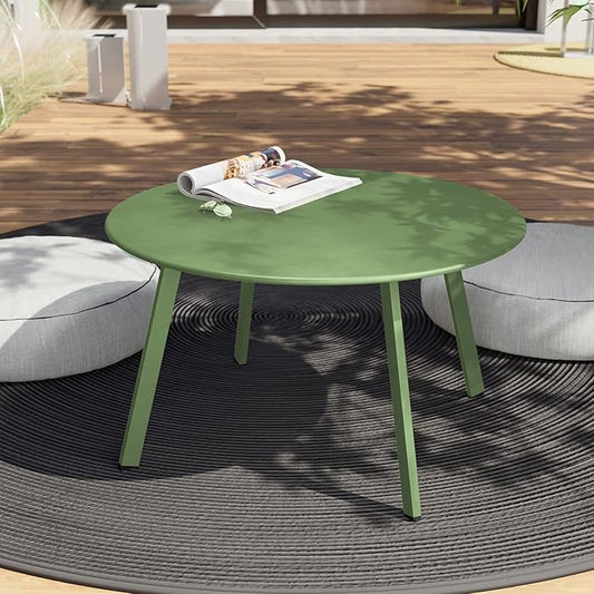 Grand patio Outdoor Round Coffee Table, 28-inch Patio Side Table, Great for Backyard Patio Deck, Sage Green