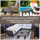 2 Pcs Patio Rattan Ottomans Outdoor Wicker Ottomans Patio Footstool Footrest with Removable Cushion Soft Zippered - Photo 6