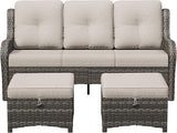 3-Piece Outdoor Couch Set, Include Wicker Patio Sofa with Thickened Olefin Cushions, High Back and Deep Seating - Photo 1