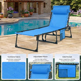 Outdoor Folding Chaise Lounge 5-Position Adjustable Recliner 400LB Heavy Duty Portable Patio Camping Beach Chair, Blue - Photo 7
