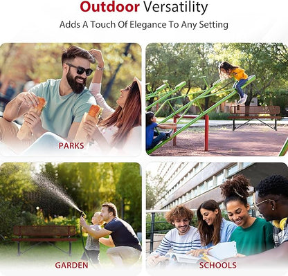 Leisure Craft Metal Outdoor Bench with Back - 6 Foot Heavy Duty Bench Seating for Garden, Porch, Picnic, Park, Expanded Metal, Thermoplastic Coating, Commercial Grade Furniture Made in USA - Brown