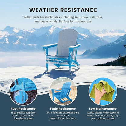 WO WESTIN OUTDOOR HDPE Laguna Outdoor Folding Poly Adirondack Chair (Set of 4), Pacific Blue