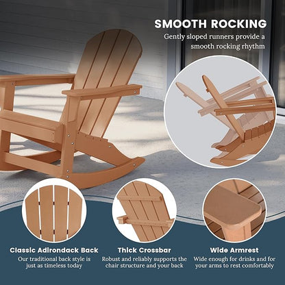 WO WESTIN OUTDOOR HDPE Laguna Outdoor Rocking Poly Adirondack Chair (Set of 2), Teak