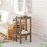 WestinTrends Malibu 36" Outdoor Adirondack HDPE 2-Tier Patio Side Table, Weathered Wood - Photo 2
