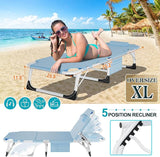 ABORON 3 in 1 Sun Tanning Chair Oversized with Mat&Face Arm Hole, Heavy Duty Folding Chaise Lounge Chairs - Photo 3