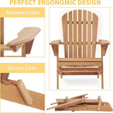 Wooden Outdoor Folding Adirondack Chair Set of 2 Wood Lounge Patio Chair for Garden, Garden, Lawn, Backyard, Deck - Photo 5