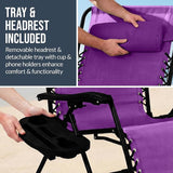 Best Choice Products Set of 2 Extra Wide Adjustable Steel Mesh Zero Gravity Lounge Chair Recliners w/Pillows and Cup - Photo 8
