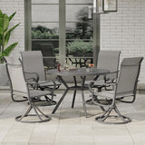 42" Outdoor Patio Table Dining Table, All Weather Metal Round Patio Table with Adjustable Umbrella Hole - Photo 2