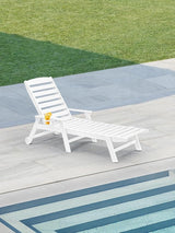 HDPE Patio Chaise Lounge Chair, 78.4'' Adjustable Outdoor Lounger - Photo 3