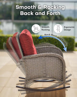 Outdoor Rocking Chairs Set of 2-Patio Table and Chairs Set Outdoor Conversation Furniture Sets for Deck Porch Garden - Photo 4