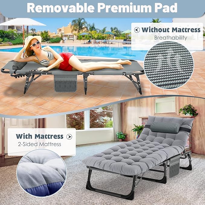 Slsy Folding Chaise Patio Lounge Chairs, Outdoor Reclining Patio Chairs - Photo 6