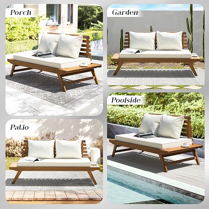 Idzo Lucille Updated 800lbs Capacity Acacia Patio Loveseat - Photo 6