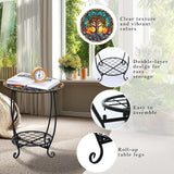 Outdoor Side Table Round Small Mosaic Patio Accent Indoor End Plant Coffee Tea Table for Yard Patio Porch Garden Living - Photo 4