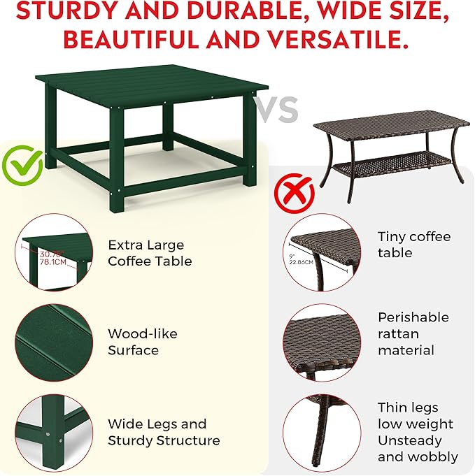 Costaelm Patio Conversation Table, Tatio Accent HDPE Outdoor Weather Resistant - Photo 4