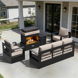 Outdoor Aluminum Furniture Set, 4-Piece Patio Conversation Set, 2 Chairs, 1 Sofa and 1 Fireplace - Photo 9