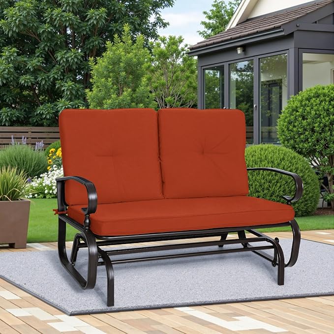 Incbruce Outdoor Glider Rocking Chair Patio Glider Bench for 2 Person - Photo 7