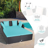 Tangkula Outdoor Rattan Daybed, Sunbed Wicker Furniture w/Spacious Seat, Upholstered Cushion & High-Resilience Sponge - Photo 8