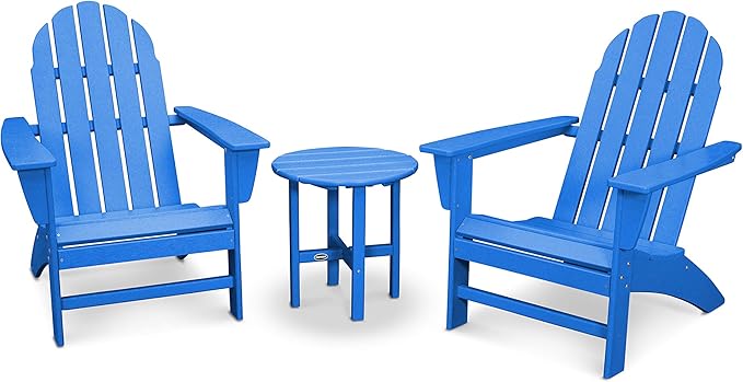 Polywood Vineyard 3-Piece Adirondack Set (Pacific Blue)