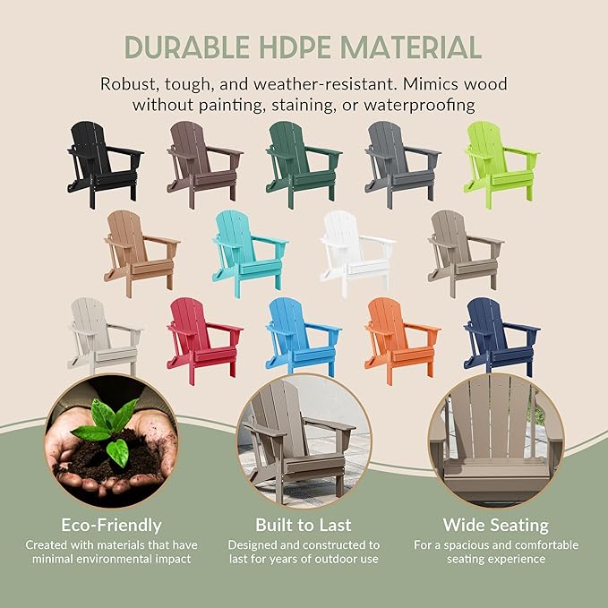WestinTrends Malibu Malibu Outdoor Folding Poly Adirondack Chair (Set of 8), Weathered Wood