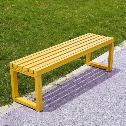 Outdoor Metal Garden Bench Seat, Park Benches with Anti-Rust Aluminum Steel Metal Frame, Slatted Seat, Patio Loveseat for Yard, Lawn, Porch, Choice of Colours(Yellow,A-39.4 * 15.7 * 17.7")
