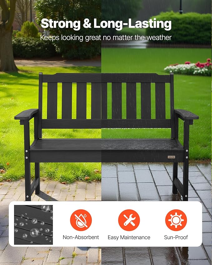 VEVOR Outdoor Bench, 50.5 inch, 800 lbs Weight Capacity for 2-3 Persons - Photo 4
