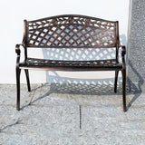 Outdoor Bench Chair Cast Aluminum Garden Bench Patio Bench All-Weather Park Bench for Backyard Porch Lawn - Photo 2