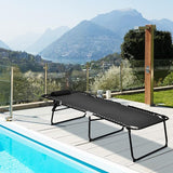 Goplus Chaise Lounge Chair Outdoor, Extra Large Folding 5-Postion Beach Lounge Chair with Detachable Pillow, Side Pocket - Photo 2