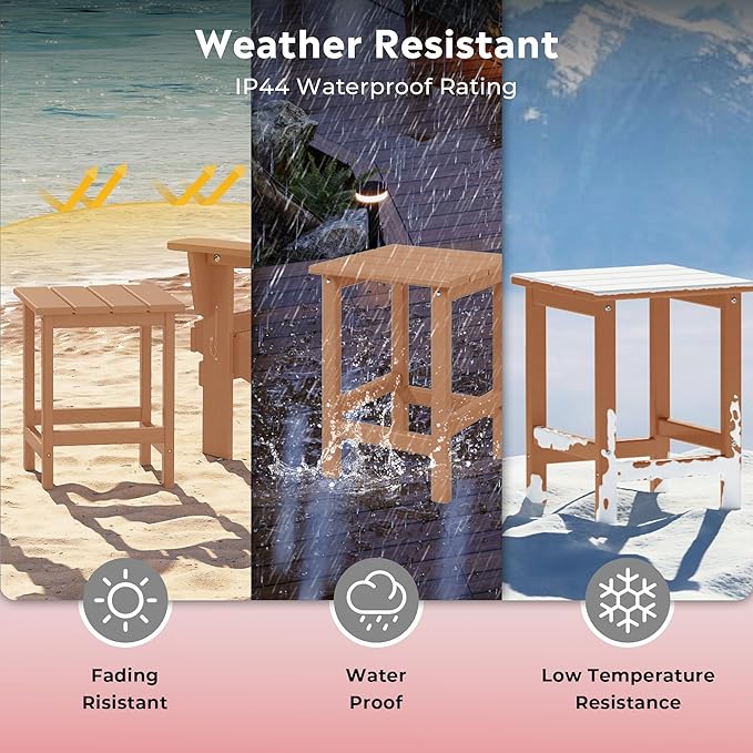 Costaelm Square Outdoor Side Tables, Adirondack Patio Tables for Outside, HDPE Patio End Table Weather Resistant - Photo 5